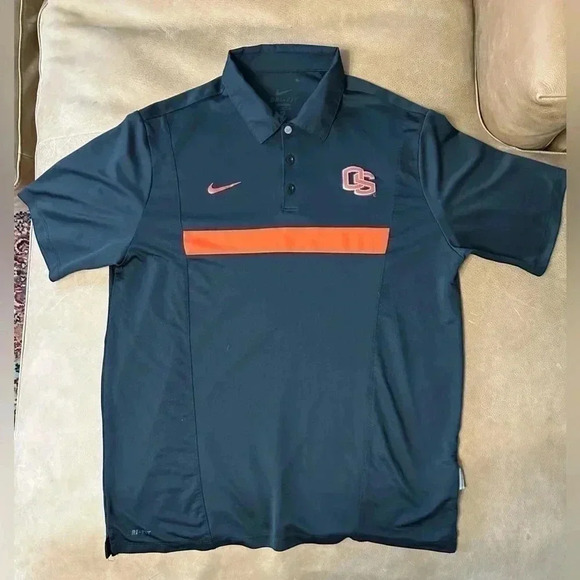 Oregon State Beavers Mens Nike Dr-Fit Polo Shirt Black And Orange Size Large - Picture 1 of 10